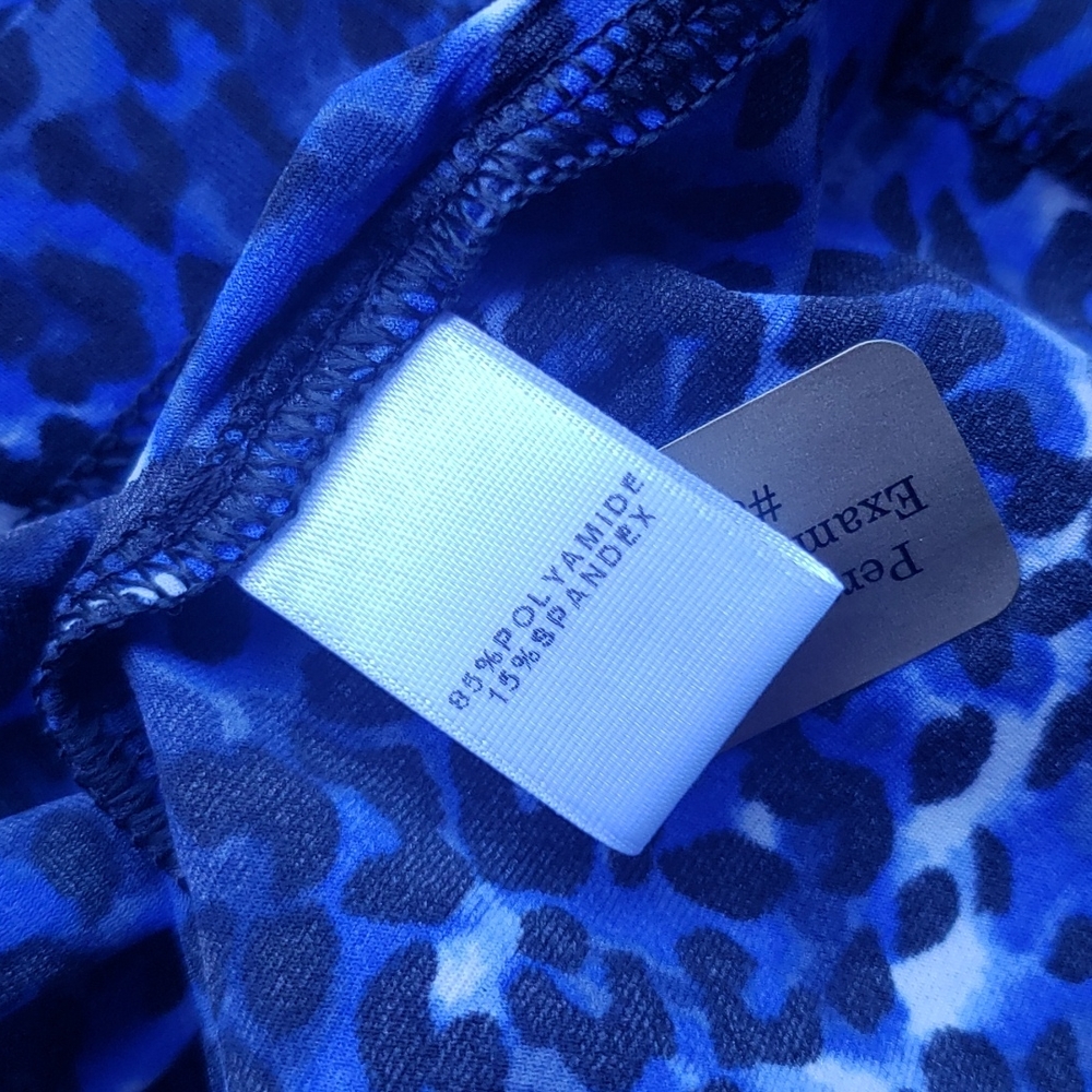 ST. JOHN Blue Leopard Print Turtleneck Top sz XL Women's - Picture 7 of 8